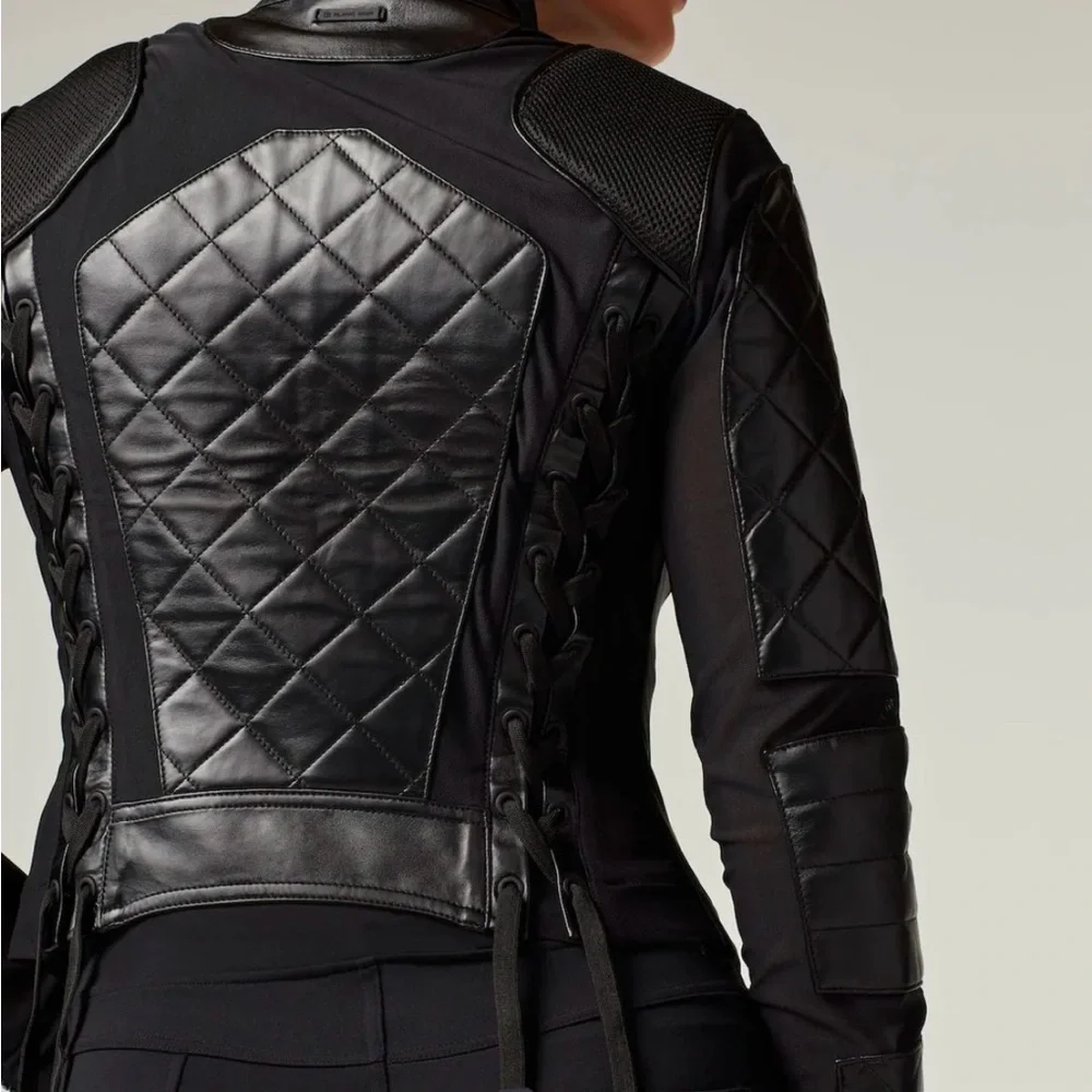 BLANC NOIR Leather and Mesh Moto Jacket NWOT size small - Picture 6 of 16